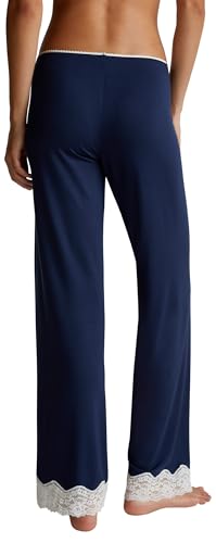 Benetton Pantaloni e Jeans Pantalone Lungo Donna Viscosa con Pizzo