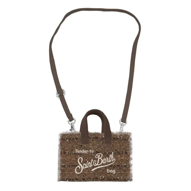 MC2 Saint Barth Phone Bag Tweed borsa marrone paillettes