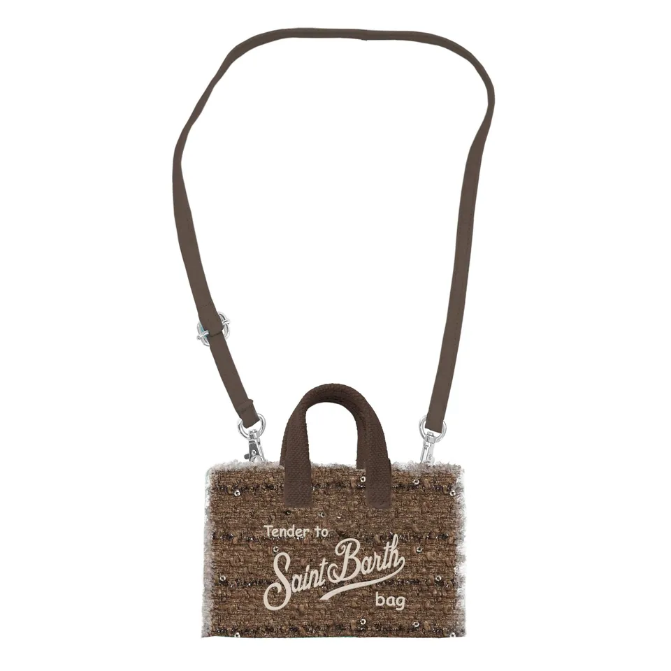 MC2 Saint Barth Phone Bag Tweed borsa marrone paillettes