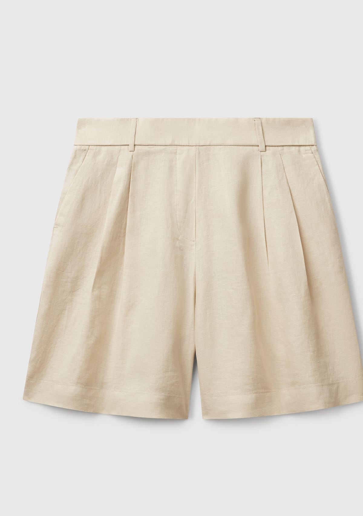 Benetton Bermuda Lino Pantalone Corto Doppia Pince