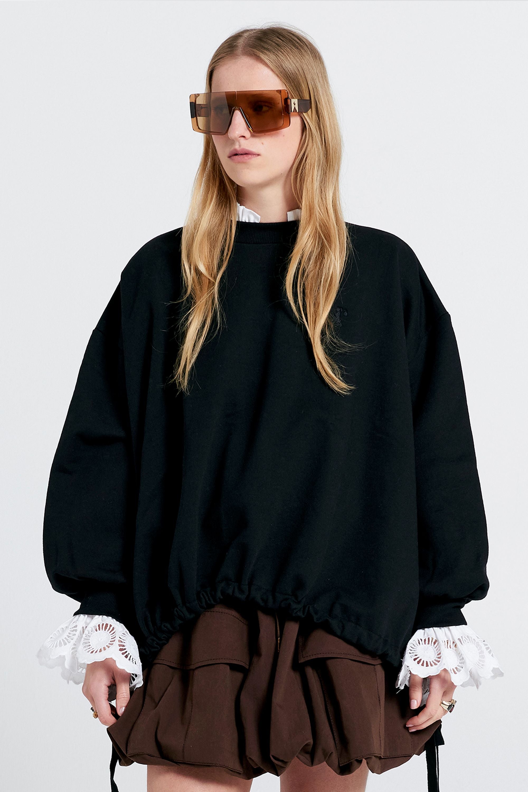 Karen Walker Fraternity felpa nera riciclata college