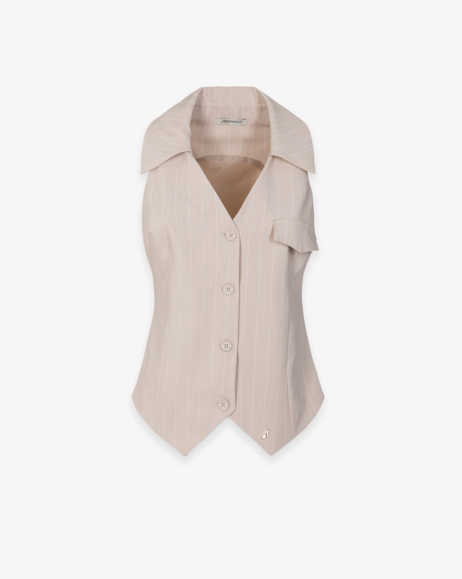 Hinnominate HMABW02562 Gilet Donna Beige gessato slim