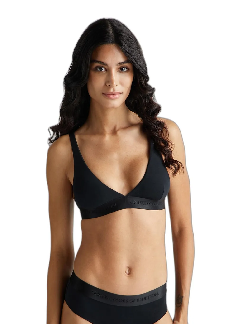 Benetton Bra reggiseno donna nero cotone comfort quotidiano