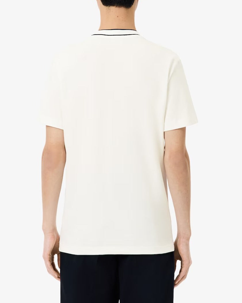 Lacoste TH8174 t-shirt uomo bianco colletto righe