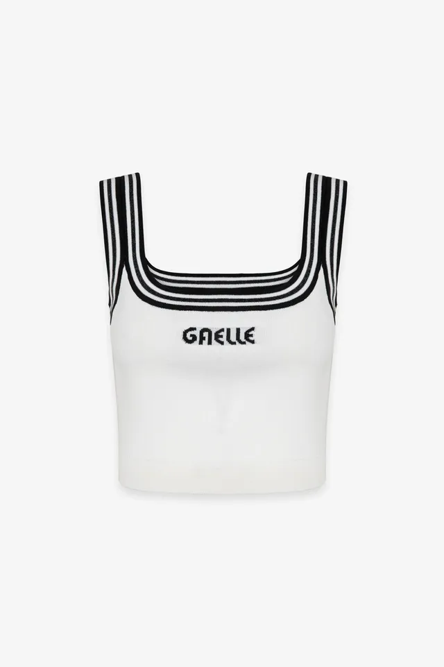 Gaelle Paris GAABW09431 top donna avorio cropped righe
