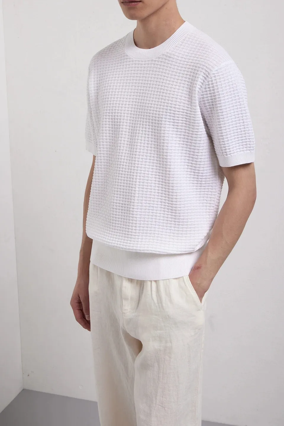 Kangra 3015 21 maglia uomo bianca punto alveare