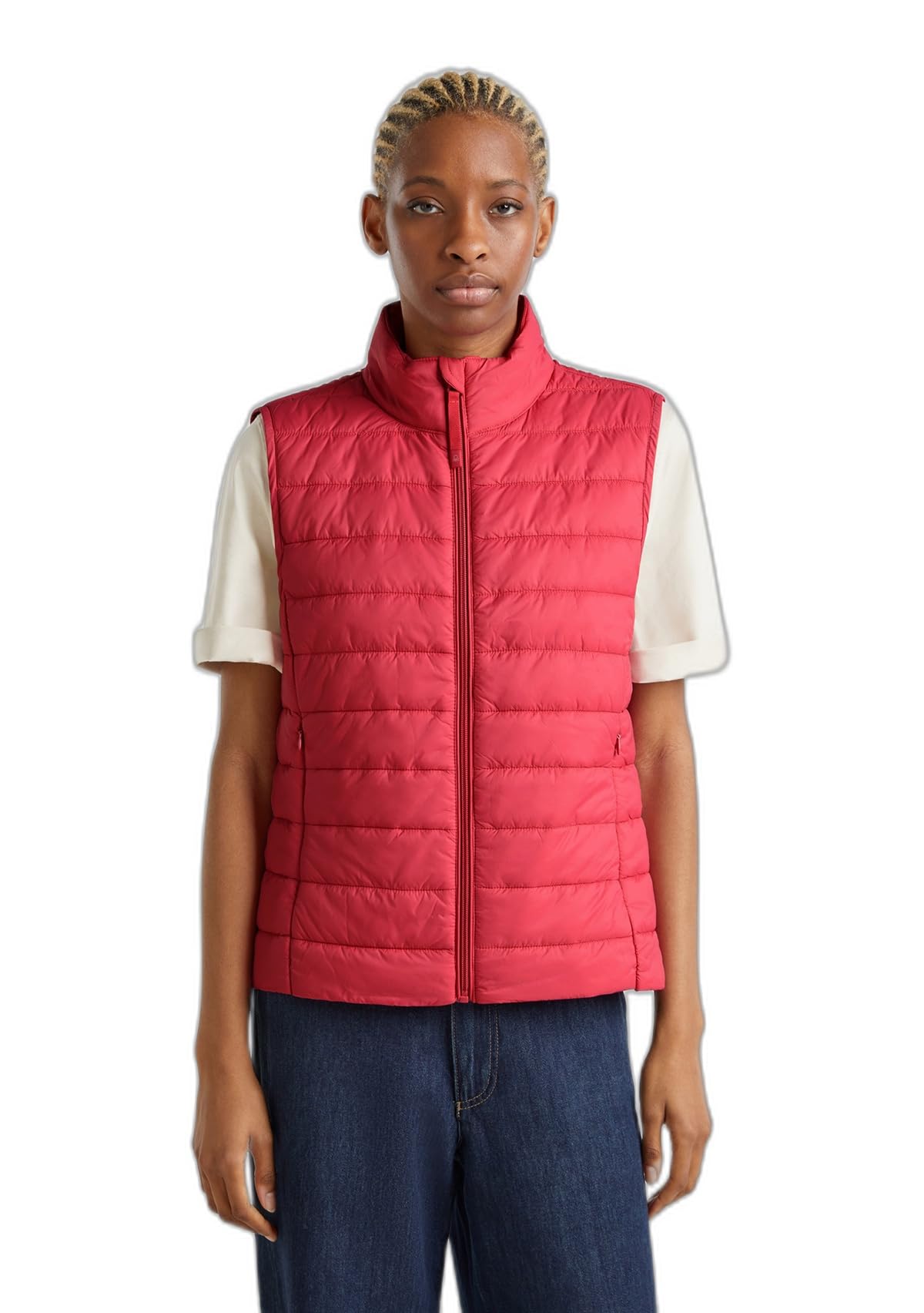 Benetton 2TWDdj00V Gilet Donna Blu Nylon Imbottito