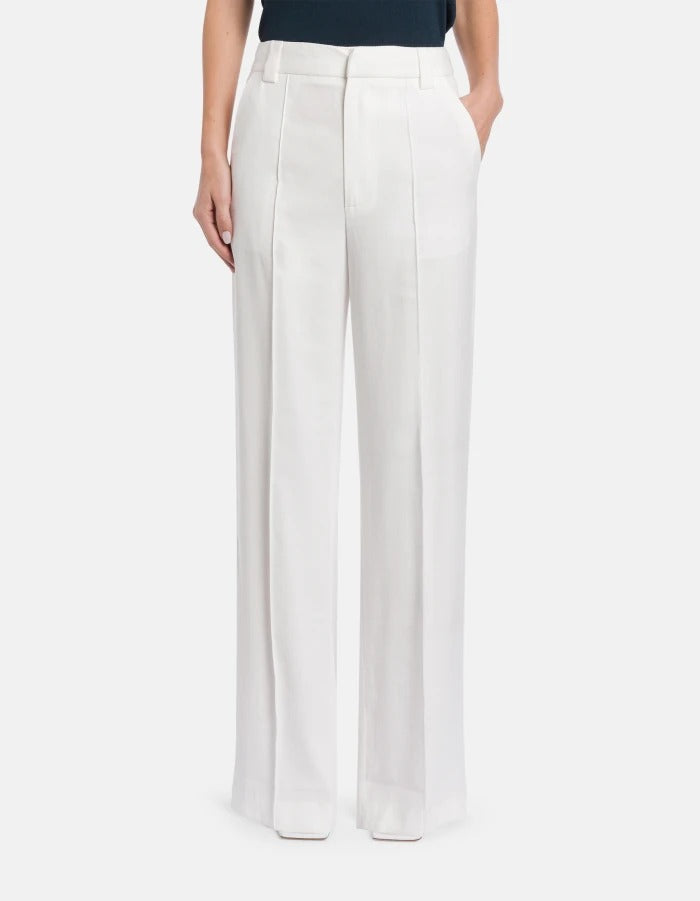 Dondup Abby DP883 IF0049D pantaloni wide leg bianco latte