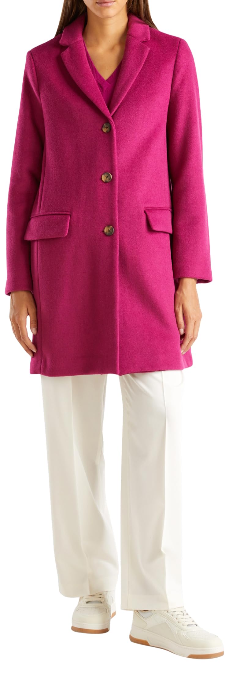 Benetton 2u62dn062 cappotto donna viola 36 panno lana