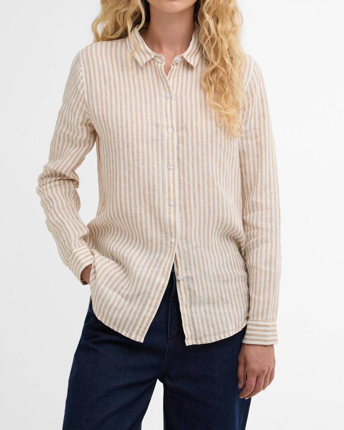 Barbour LSH1315 Camicia Donna Rosa Lino a Righe
