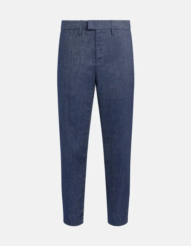 Dondup Pablo UP525 Pantalone Uomo Blu Lino Cotone
