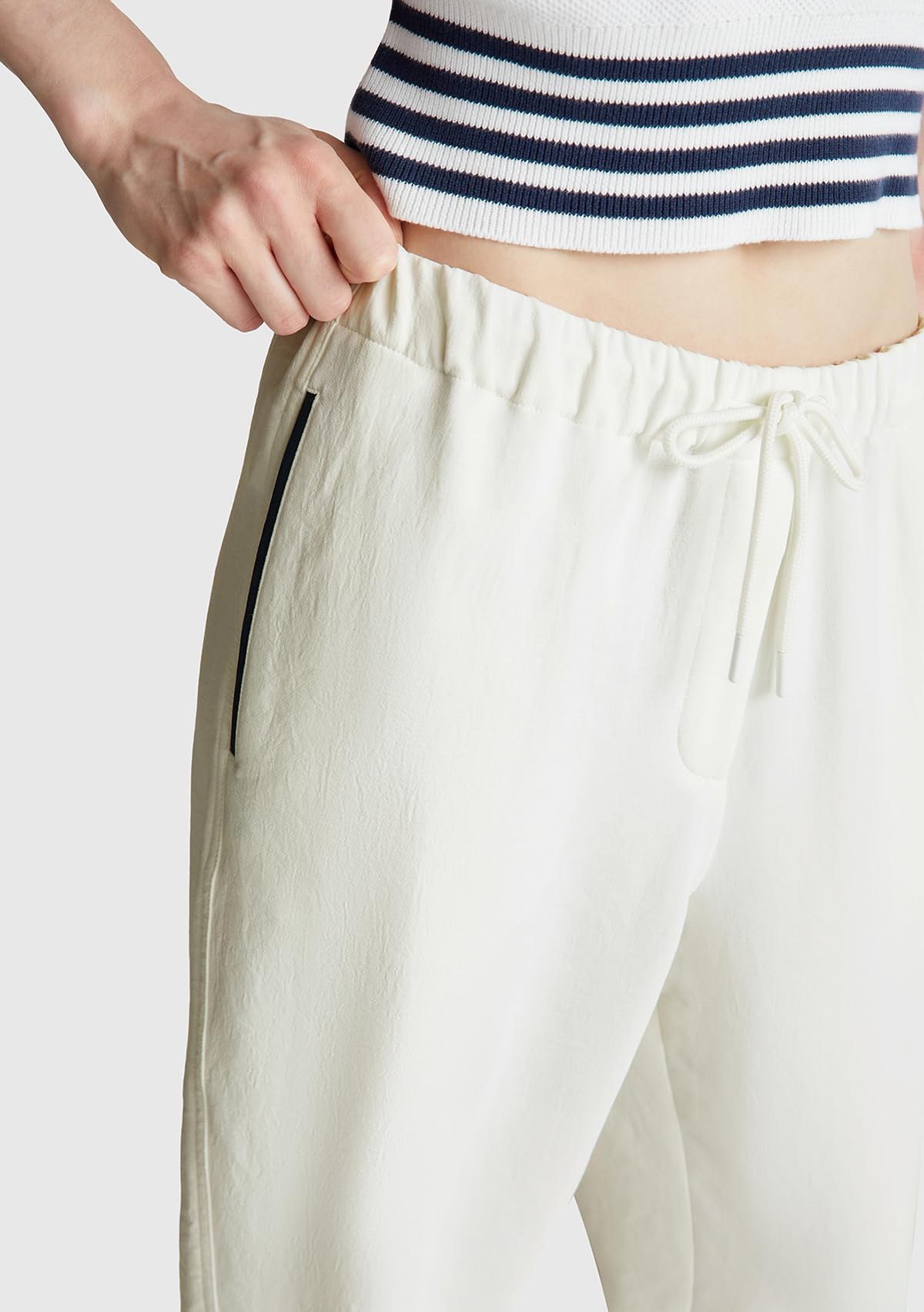 Benetton Pantaloni Donna S Blu Effetto Crinkle