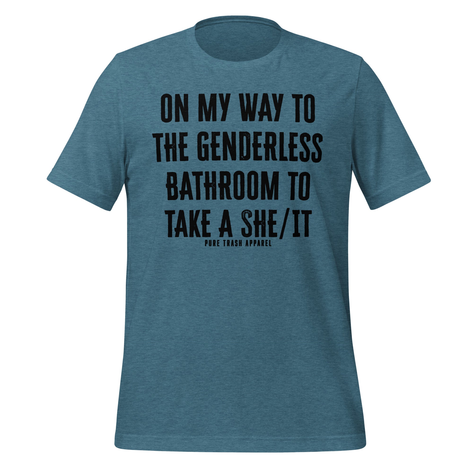 Pure Trash Genderless Bathroom maglietta unisex Teal cotone