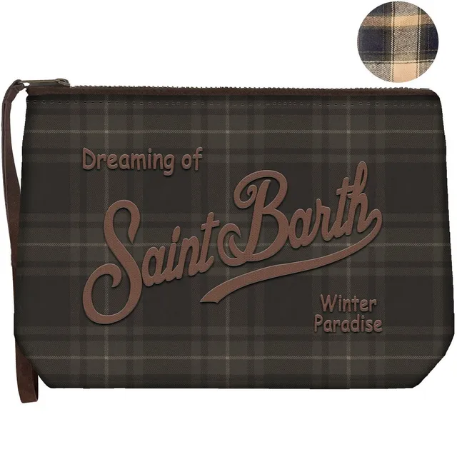 MC2 Saint Barth Aline Wax pochette tartan verde scuro