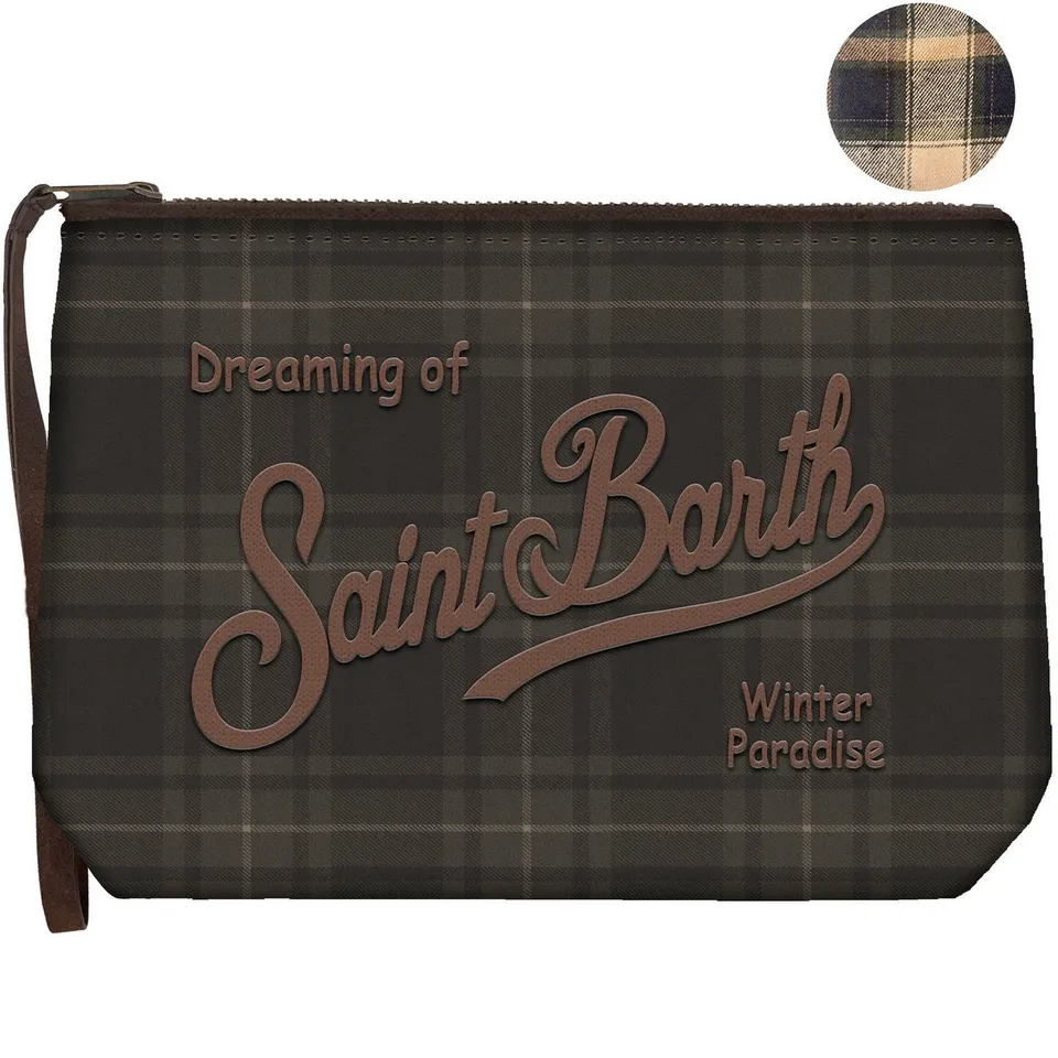 MC2 Saint Barth Aline Wax pochette tartan verde scuro