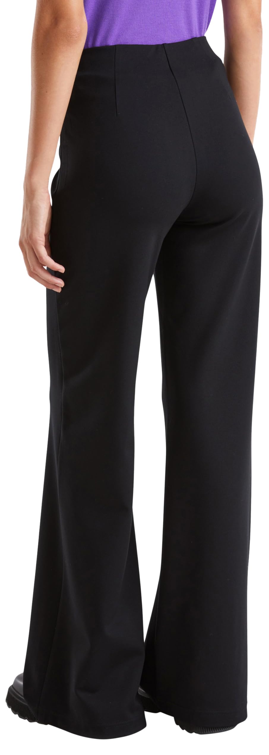 Benetton Pantaloni Donna Flare Interlock Taglia L Tinta Unita