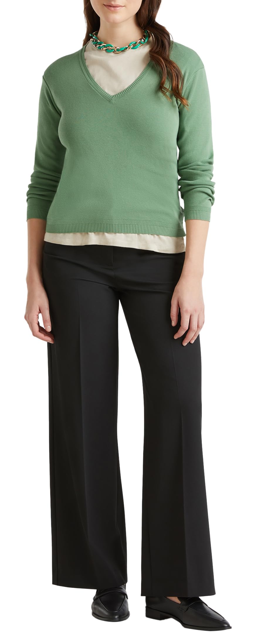 Benetton 1091d4625 Maglione Donna Avorio Taglia M