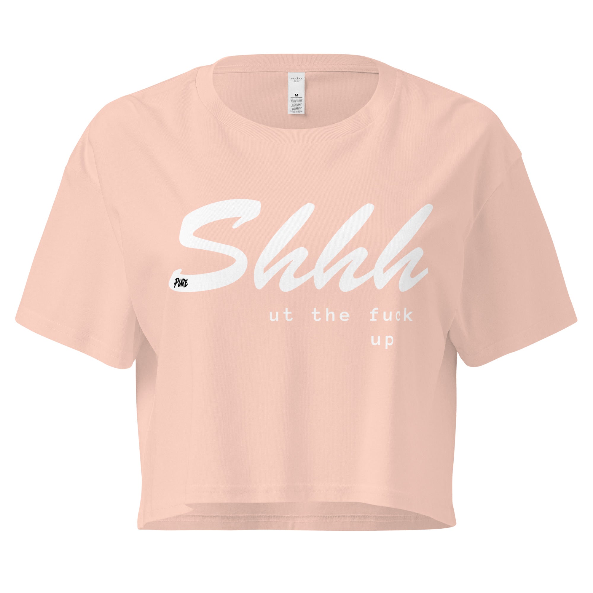Pure Trash Womens T-Shirts Shhhut crop top donna cotone nero