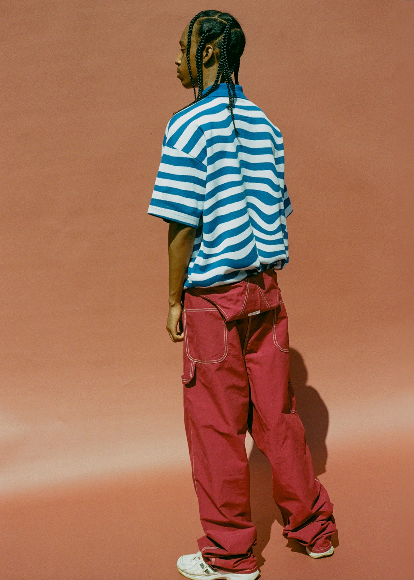 Martine Rose Ego S/S Polo Shirt polo righe blu cotone