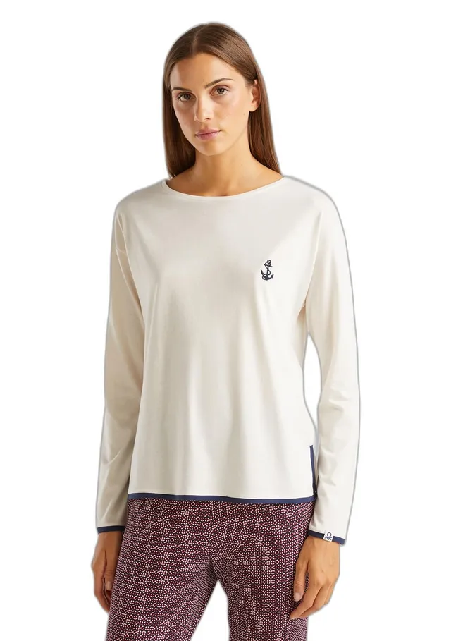 Benetton 3y5e3m063 Maglia Pigiama Donna L Bianca Cotone