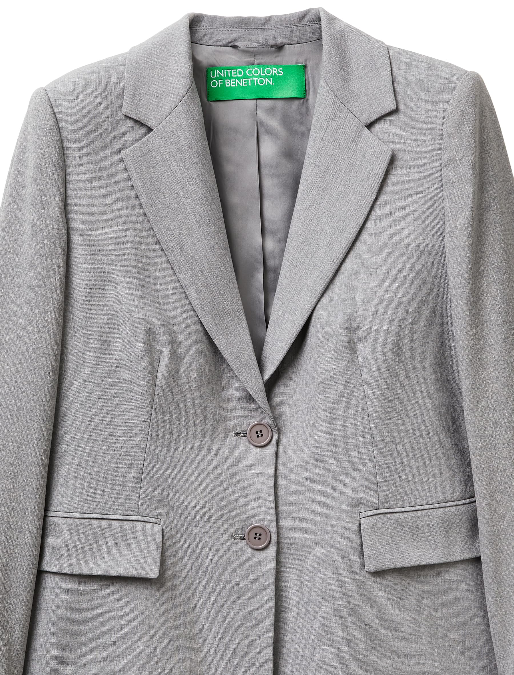Benetton 2962DW02W Giacca Donna Grigio in Misto Viscosa 2 Bottoni