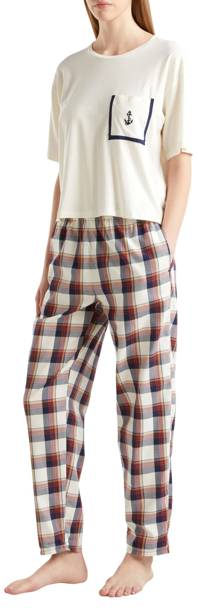Benetton Intimo e Pigiami 42fk3f00h Pantalone Pigiama Donna L Quadri