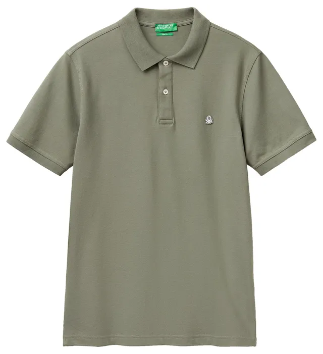 Benetton Polo Manica Corta Slim con Patch Logo Cuore