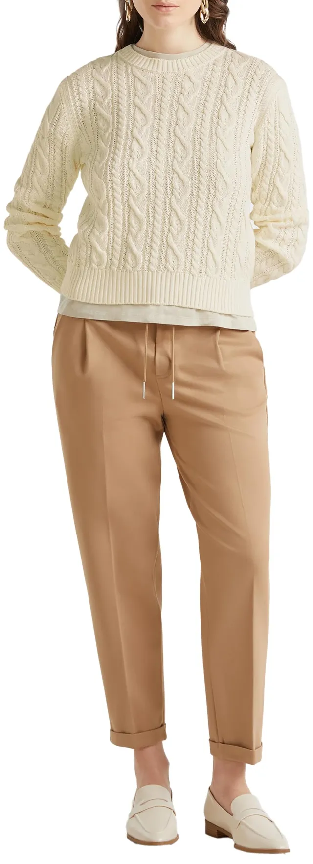 Benetton Maglieria Maglione Donna Girocollo Treccia Regular