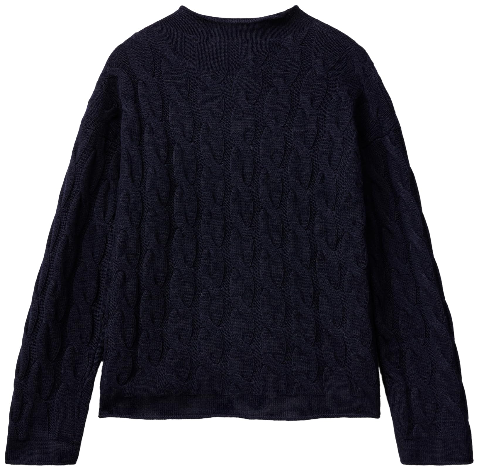 Benetton Maglieria 1335d2467 Lupetto Donna Treccia Nero