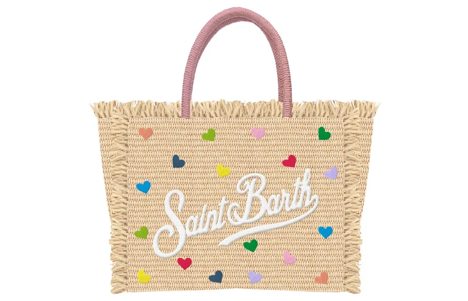 MC2 Saint Barth Vanity Mini Straw borsa paglia beige cuori