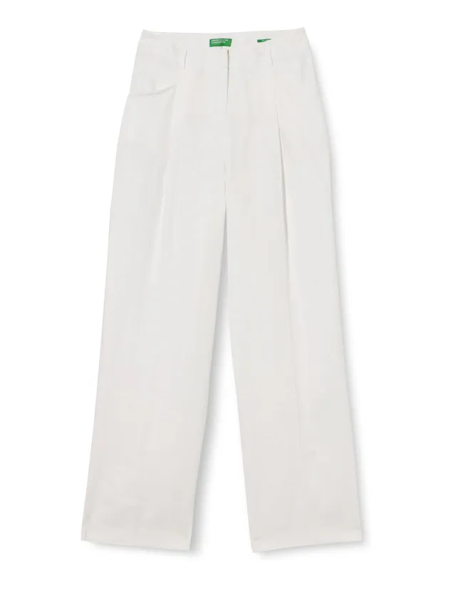 Benetton 4AGHDF05W Pantaloni Donna Lino Vita Regular