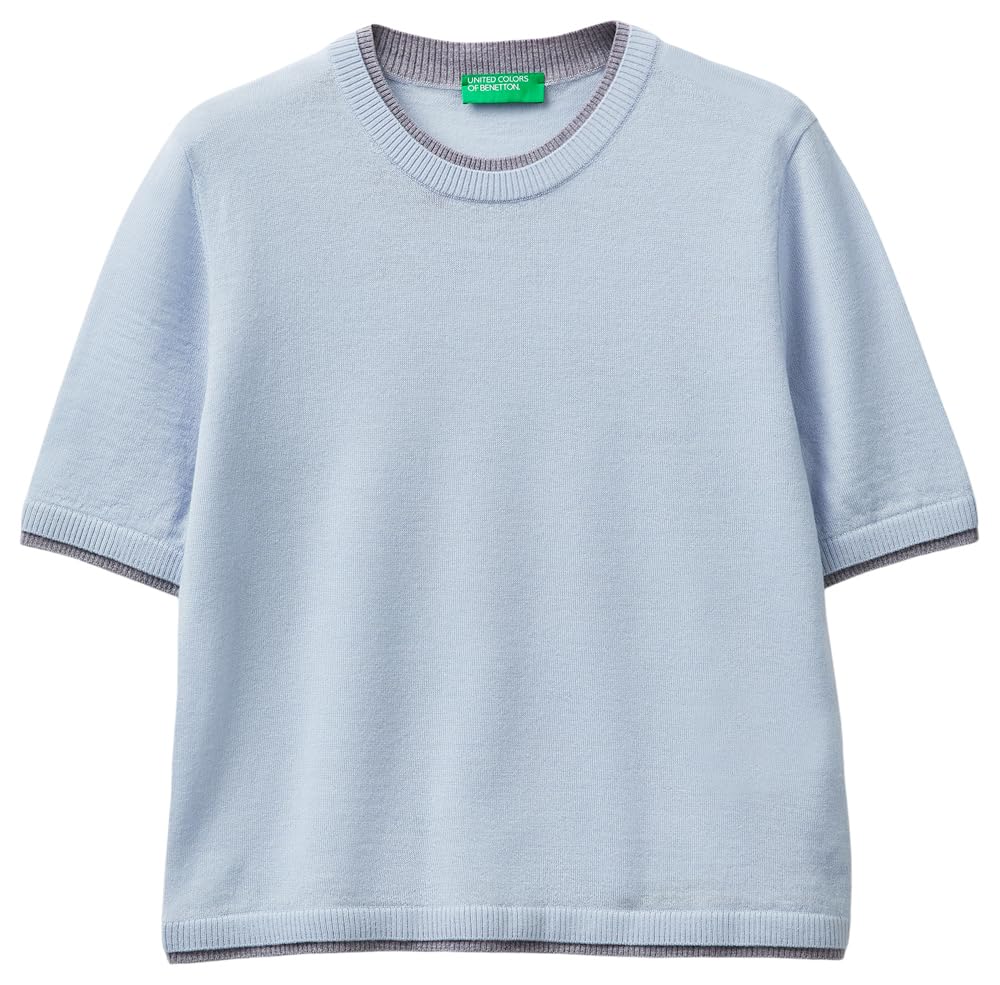 United Colors of Benetton 11ahd10g4 Maglia Donna Blu in Lana
