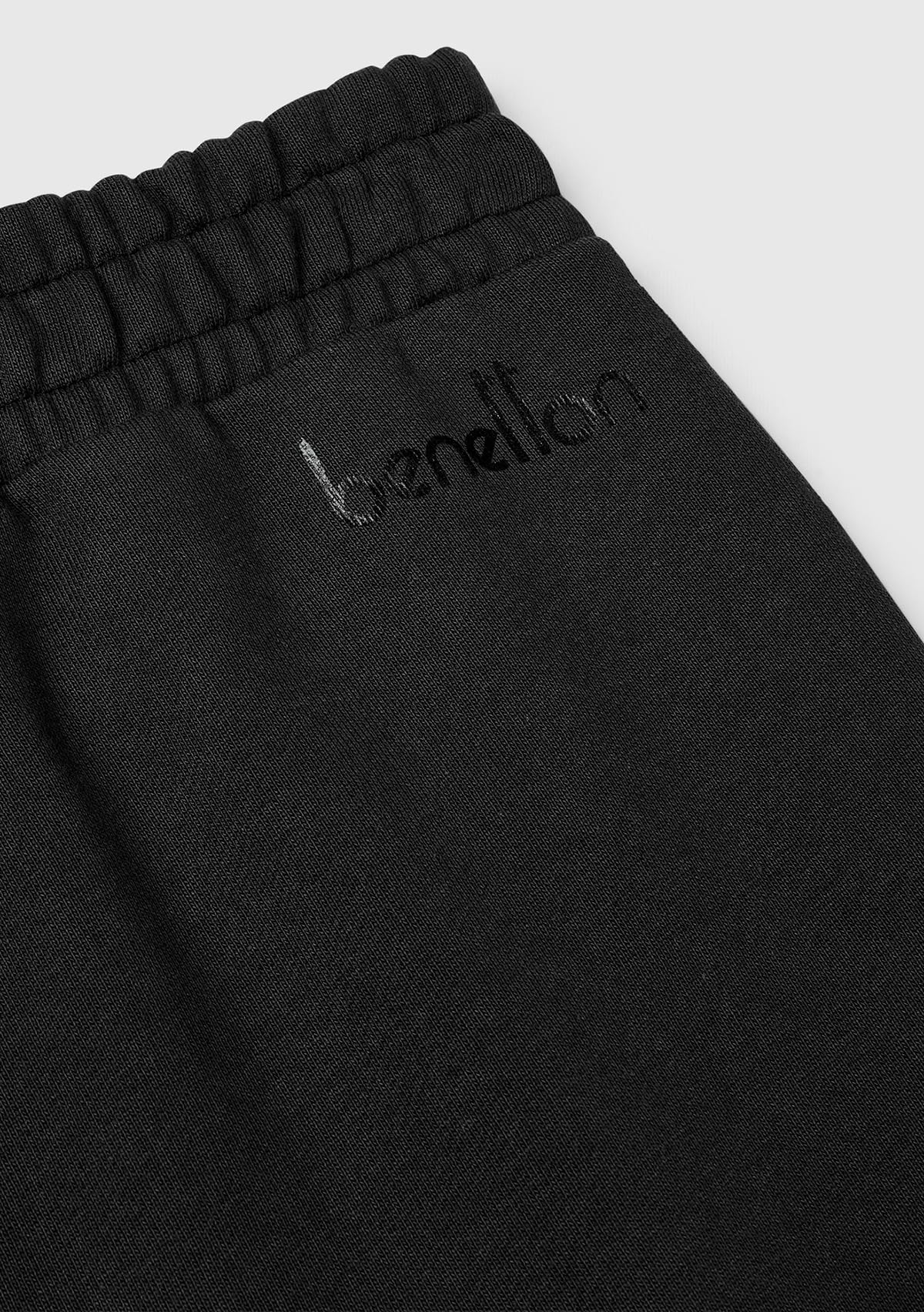 Benetton pantalone tuta cotone regular fit logo stampa