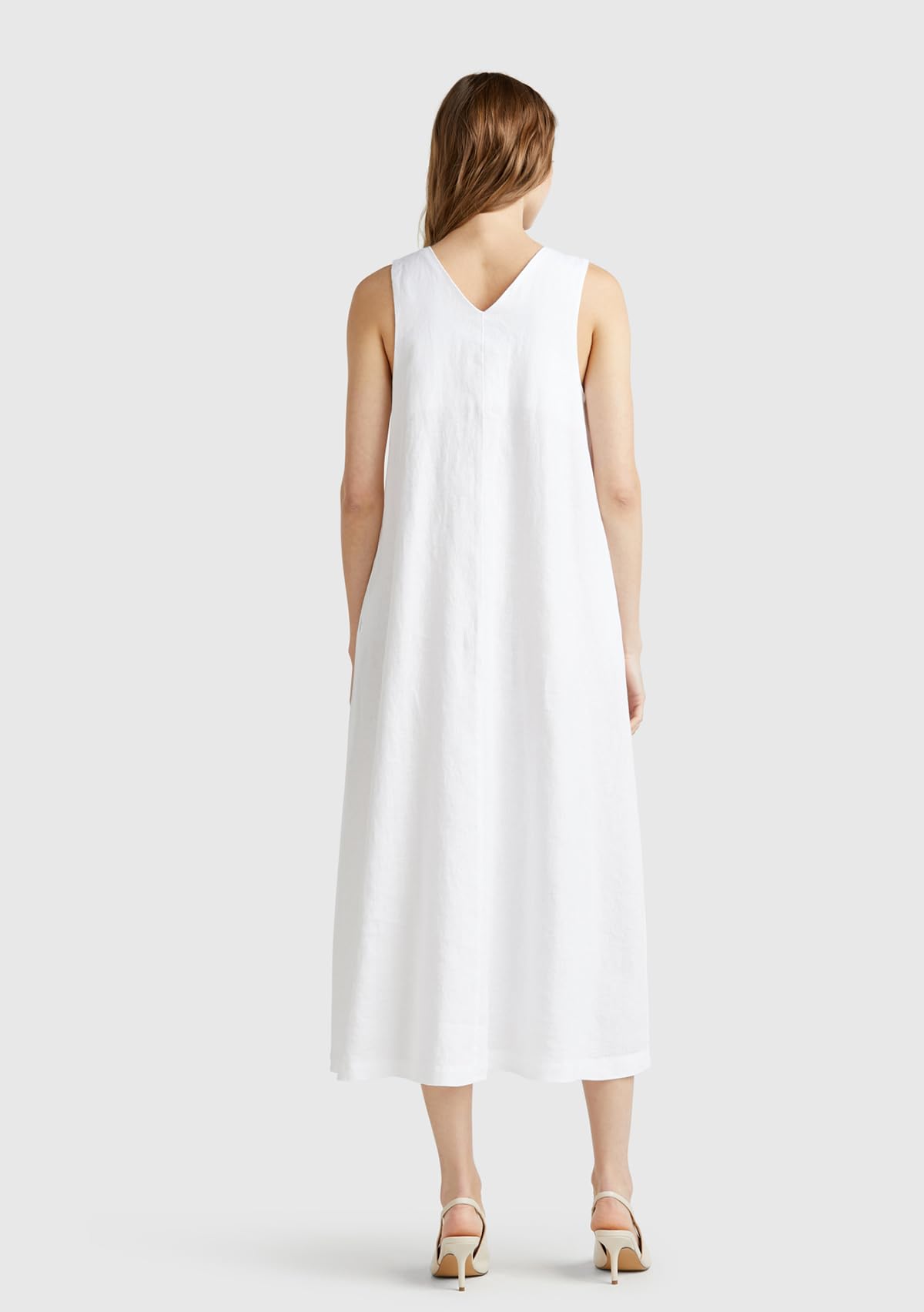 Benetton 4aghdv07c Vestito Donna Linea A Bianco Ottico 101