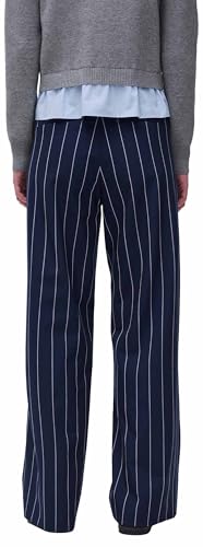 Benetton Pantaloni Gessati Donna 38 Gamba Larga