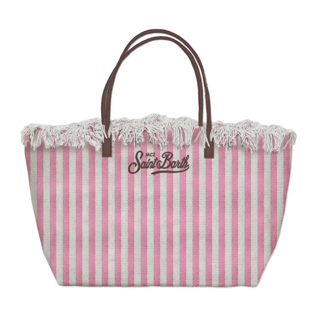 MC2 Saint Barth City Bag Mid Fringe 01764L borsa rosa canvas