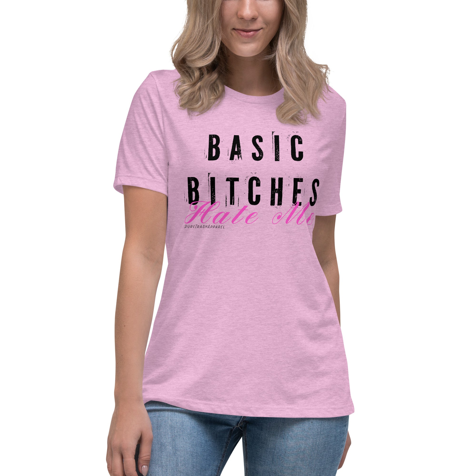 Pure Trash Basic Bitches Hate Me maglietta donna nera cotone