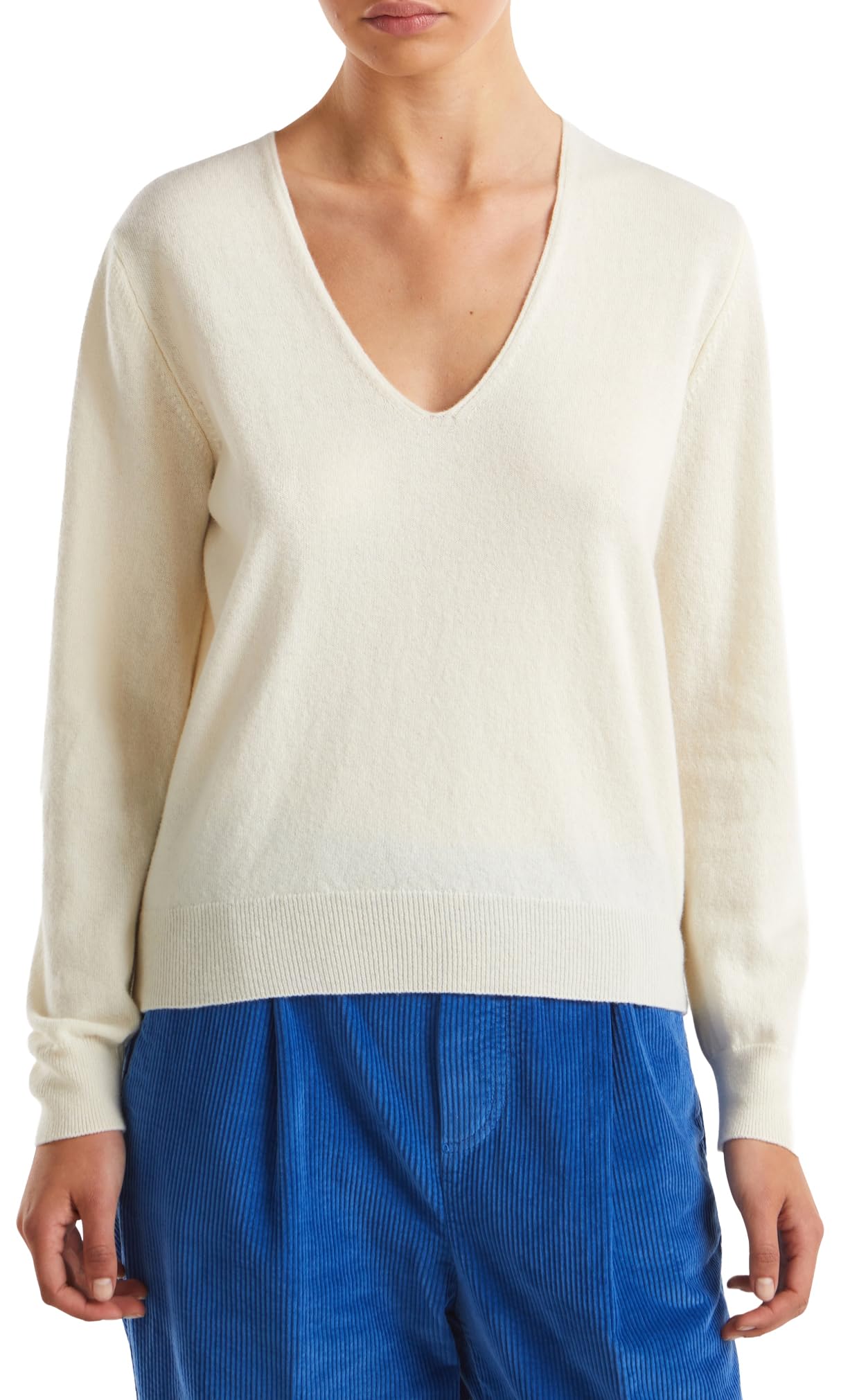 United Colors of Benetton 1002d401y Maglione Donna Scollo V Blu