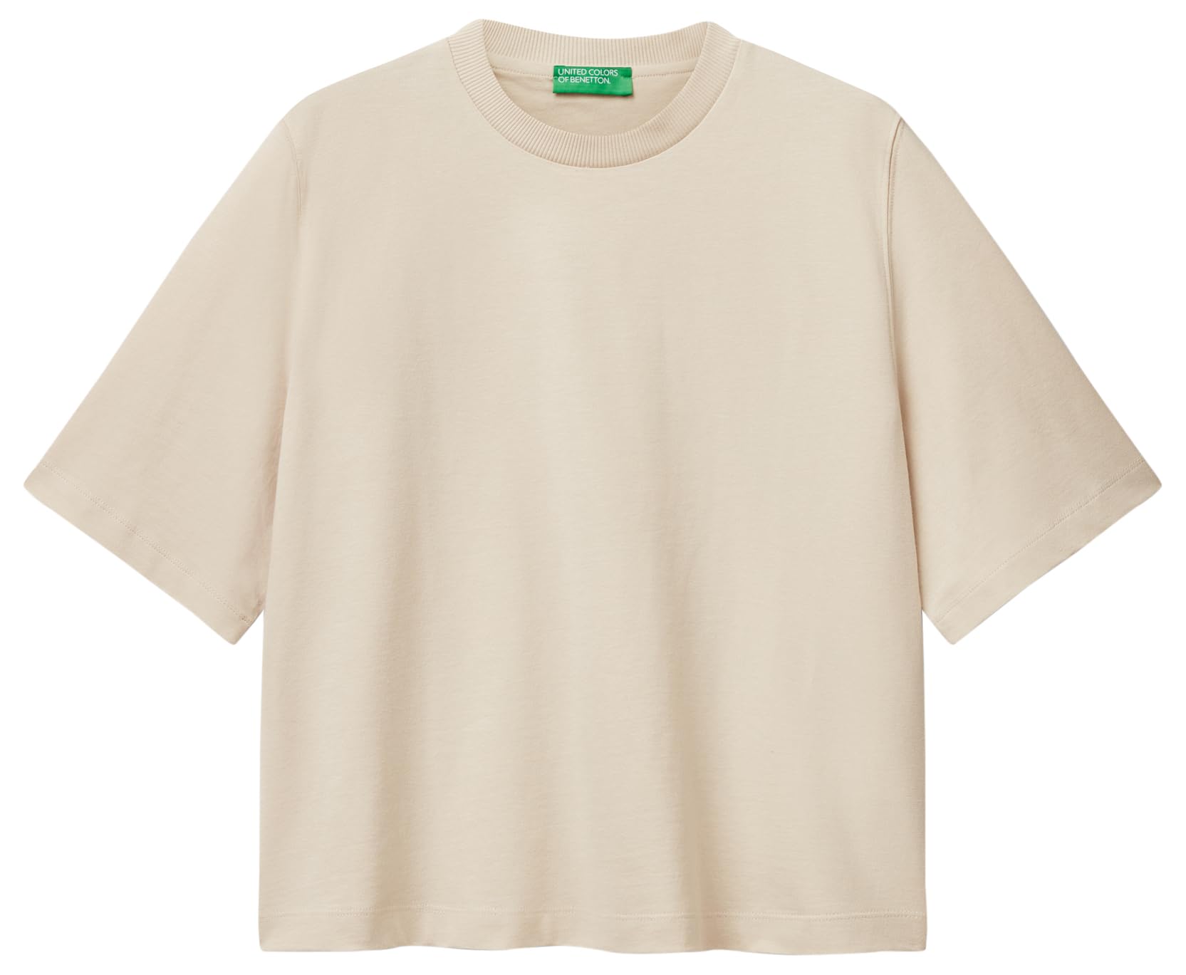 Benetton 3BL0E17G5 T-Shirt Donna Beige XS Boxy