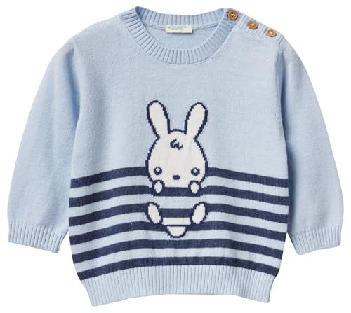 Benetton Maglieria maglione bimbo 68 bianco cotone righe