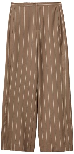 Benetton Pantalone Gessato Gamba Larga Donna