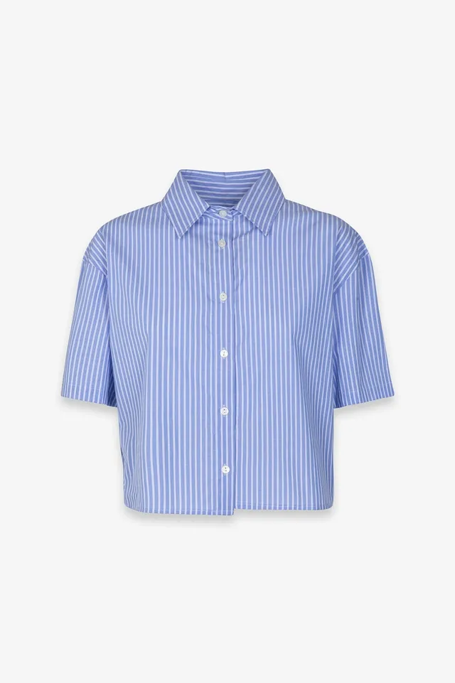Gaelle Paris GAABW09837 camicia righe azzurra cotone over