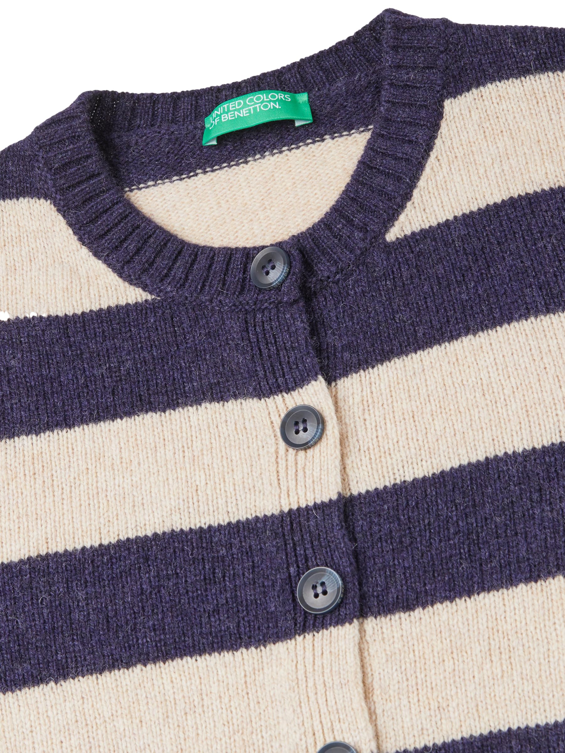 Benetton Maglieria 103ME5014 Cardigan Donna Blu a Righe