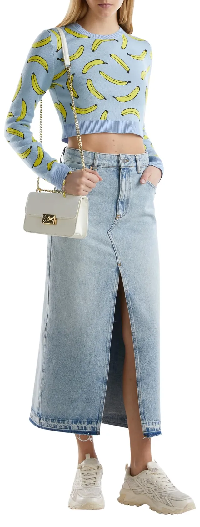 Benetton Gonne Gonna lunga denim con spacco davanti