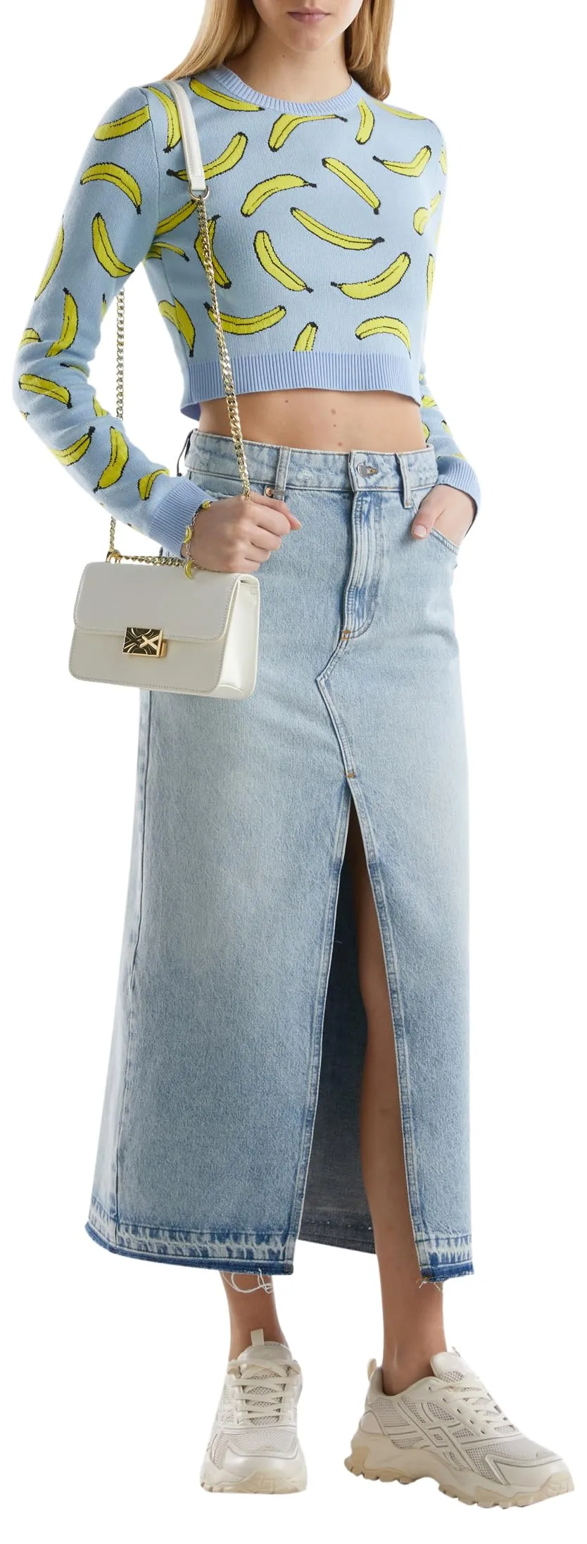 Benetton Gonne Gonna lunga denim con spacco davanti
