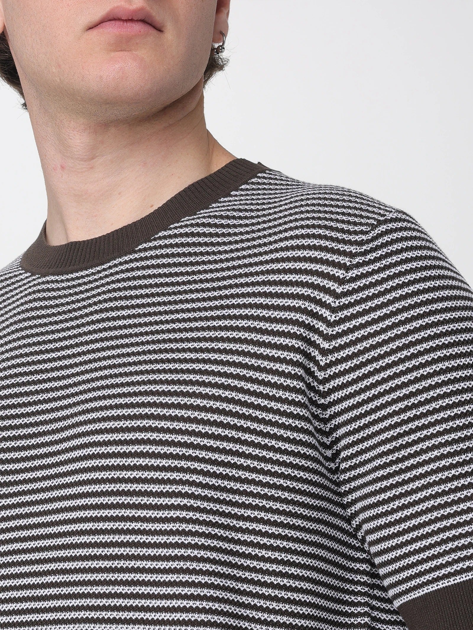 Kangra 3003 21 Maglia Uomo Caffè Righe Cotone