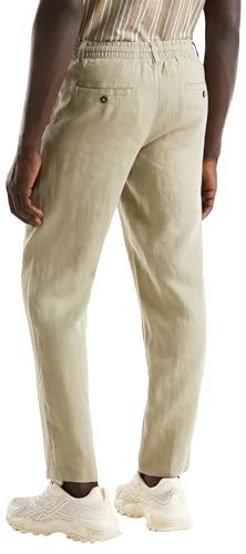 Benetton 4AGHUF00M Pantalone Uomo Verde Militare 42 in Lino