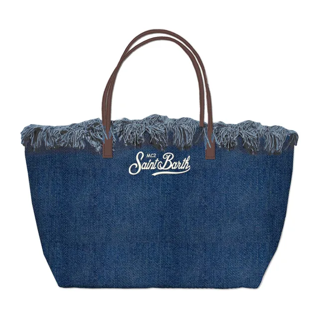 MC2 Saint Barth City Bag borsa donna denim blu frange