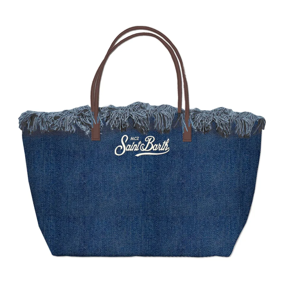MC2 Saint Barth City Bag borsa donna denim blu frange
