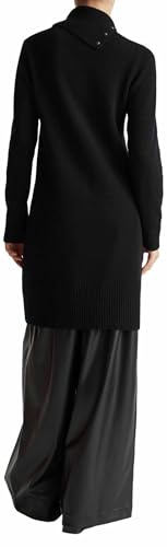 Benetton 1444dv02f vestito donna nero ginocchio svasato